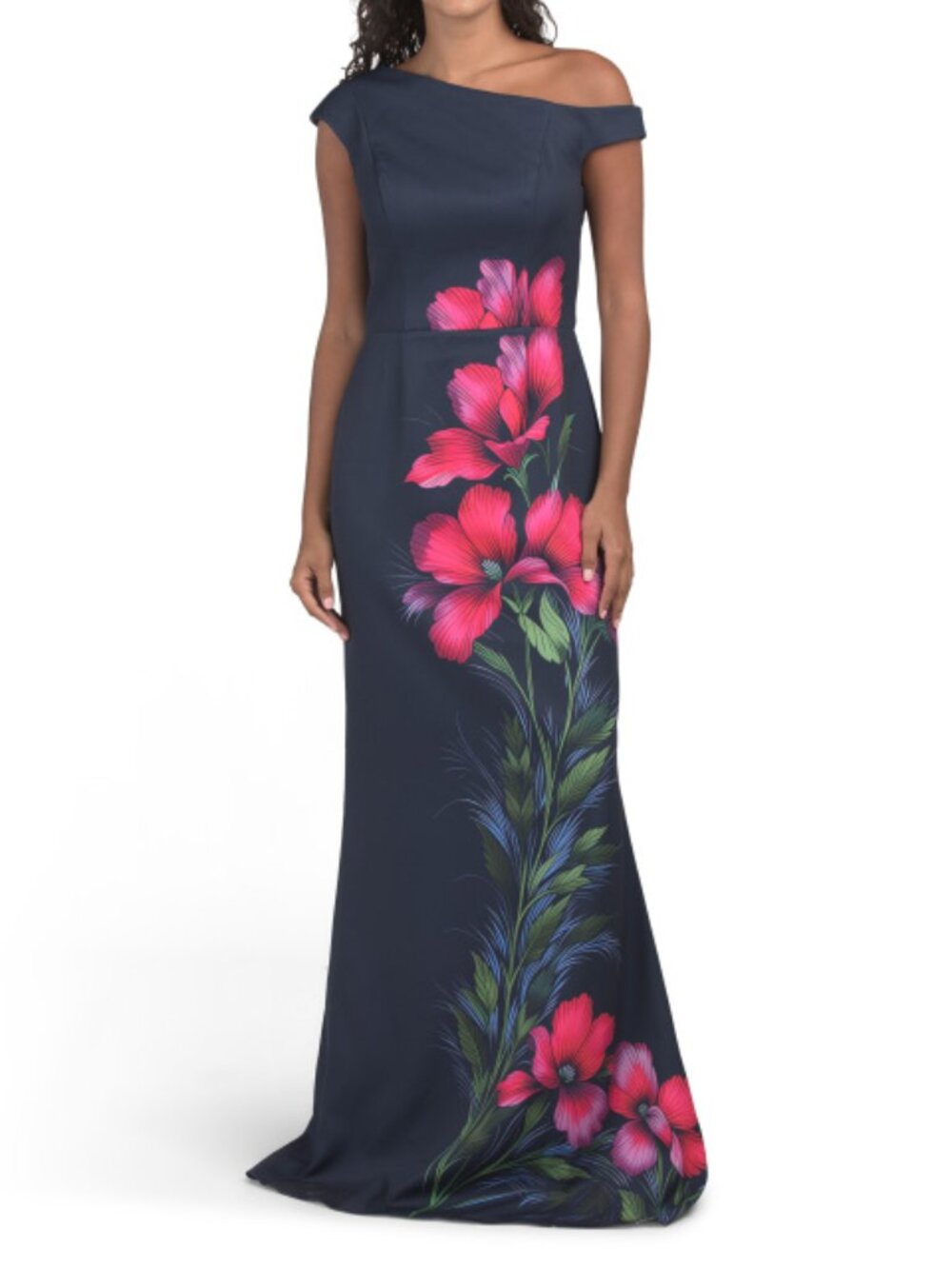 RENE BY RENE RUIZ Off The Shoulder Watercolor Floral Gown